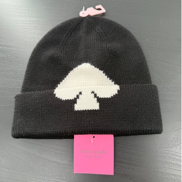 Kate Spade New York Accessories - Kate Spade New York Black Knit Beanie Spade Logo Hat NWT